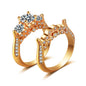 Crystal & Cubic Zirconia Goldtone Botanical Ring Set