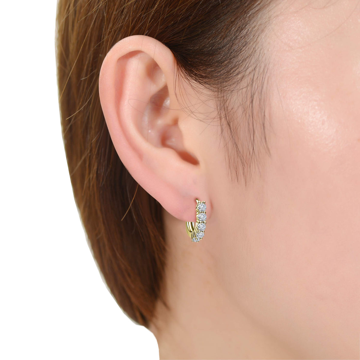 14K Gold Plated Cubic Zirconia Hoop Earrings