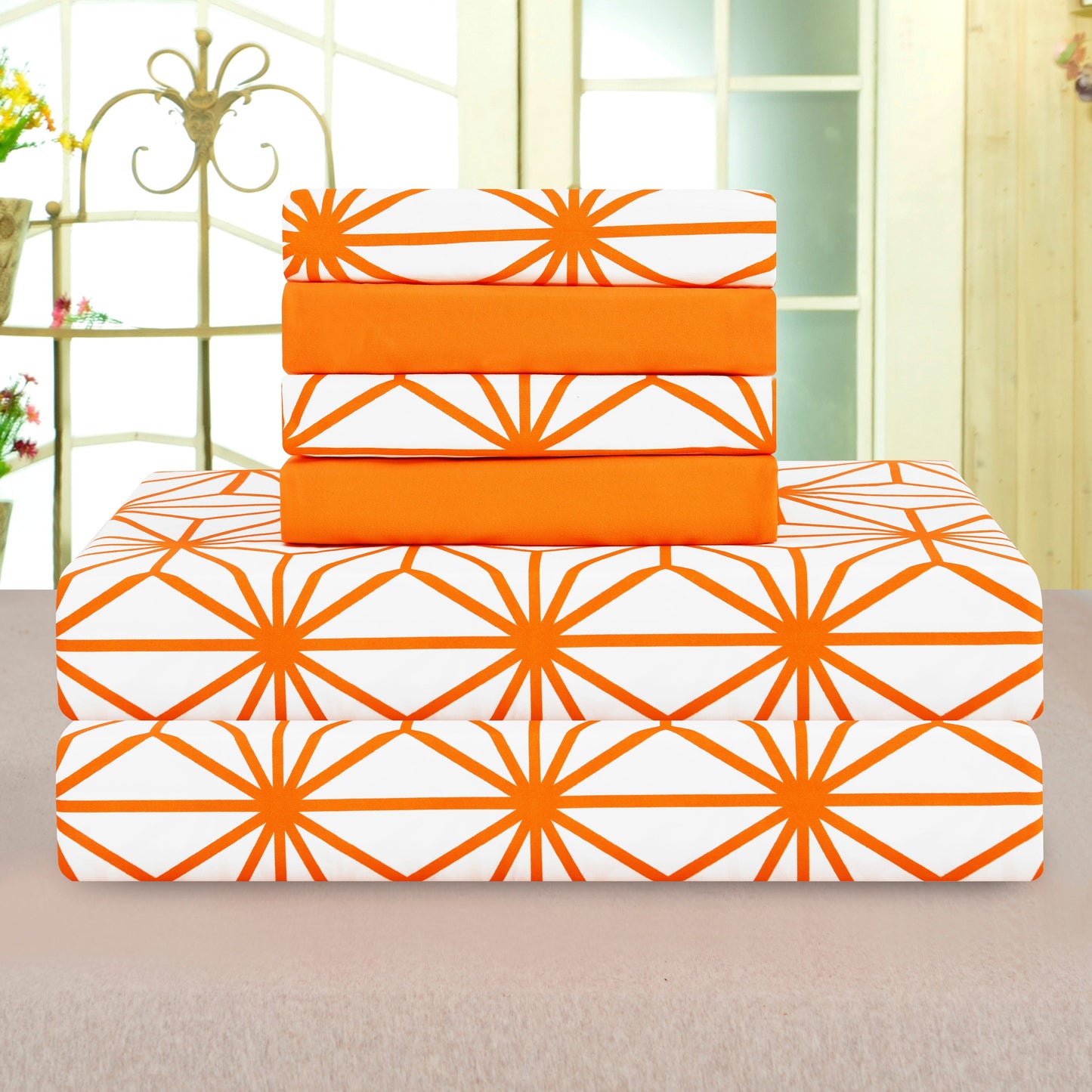 Elegant Comfort 6-Piece Cube Bed Sheet Set  - Geometric Pattern - Soft as a Hotel Premium Quality