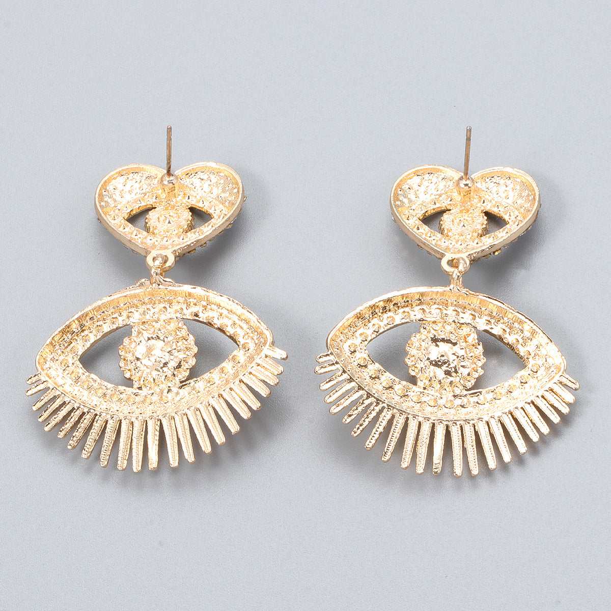 Black Cubic Zirconia & Goldtone Evil Eye Drop Earrings