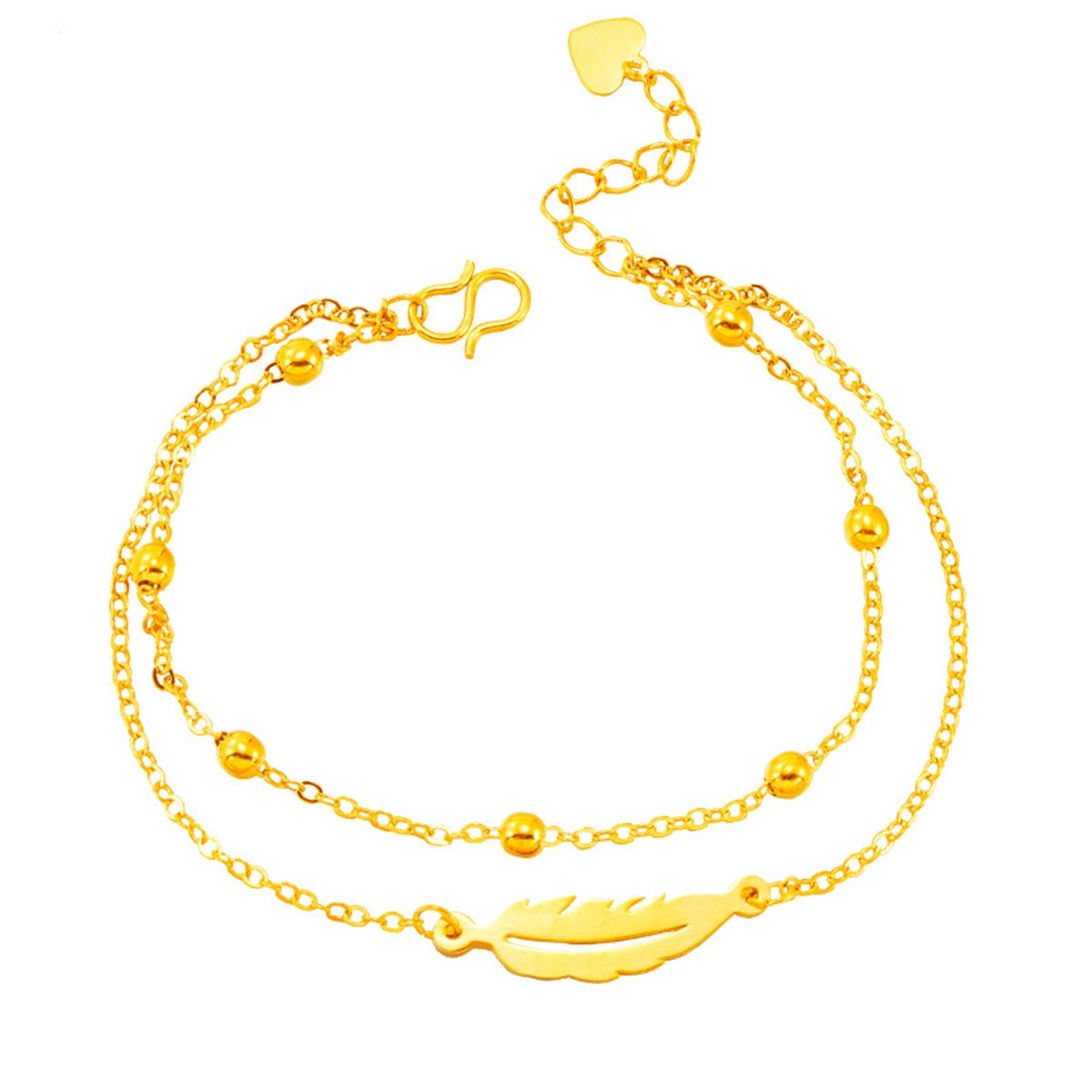 24k Goldtone Feather Layered Anklet