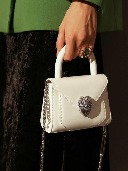 Avant Garde Silver Chain Strap Leather Satchel