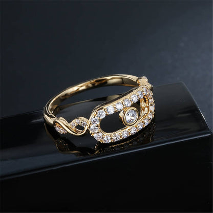 Cubic Zirconia & Goldtone Eye Ring