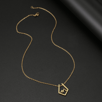 Goldtone Stainless Steel Minimalist Mountain Range Pendant Necklace