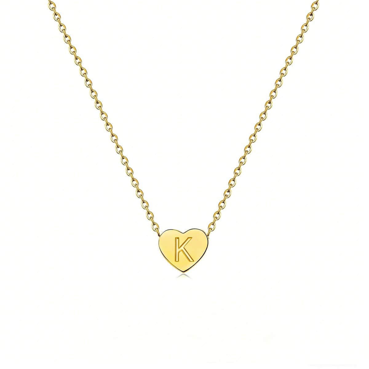 Dainty Initial Heart Necklace Personalized 26 Letters Available