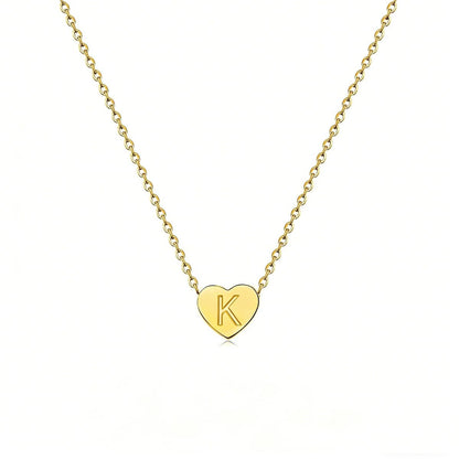 Dainty Initial Heart Necklace Personalized 26 Letters Available