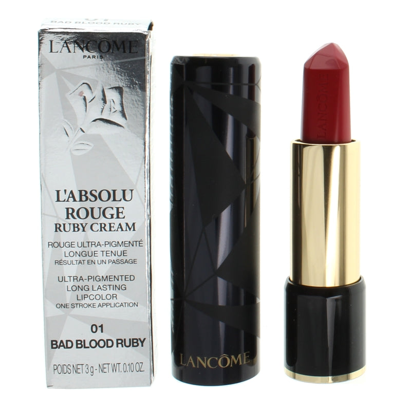 Lancome L'Absolu Rouge Ruby Cream Red Lipstick 01 Bad Blood Ruby