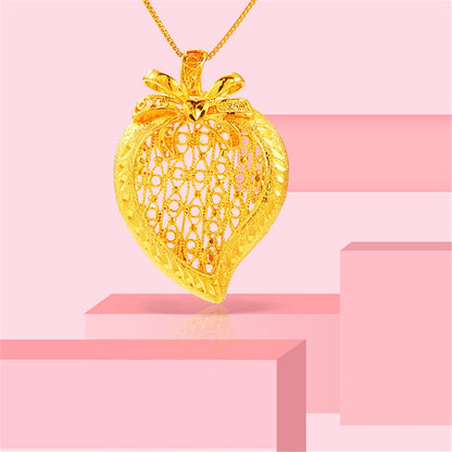 24k Goldtone Open Heart Pineapple Pendant Necklace