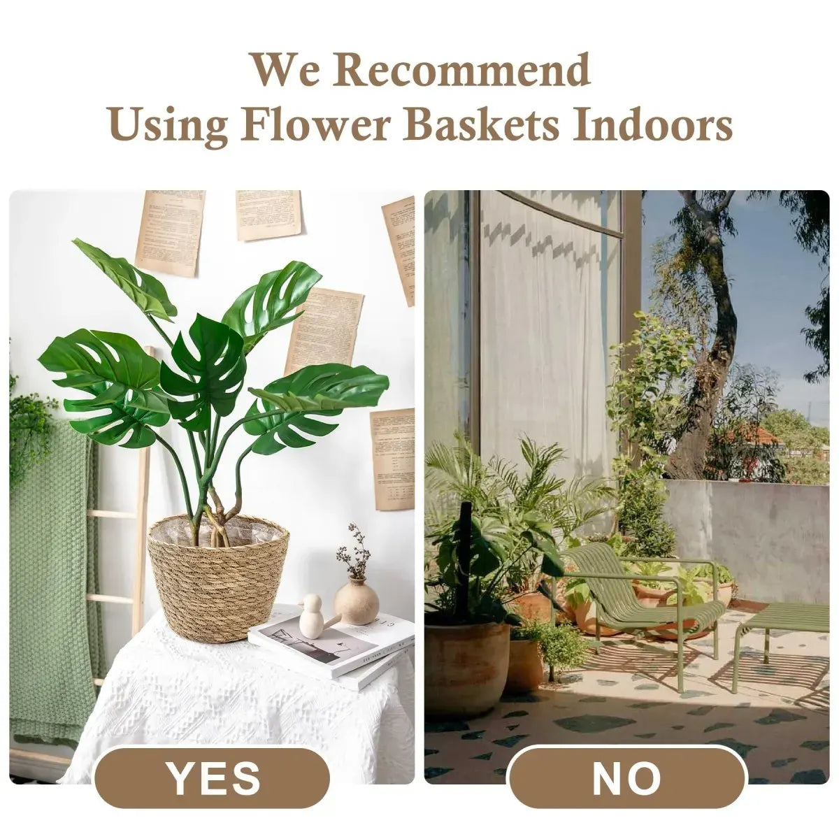 Decorative Woven Planter with Plastic Liner