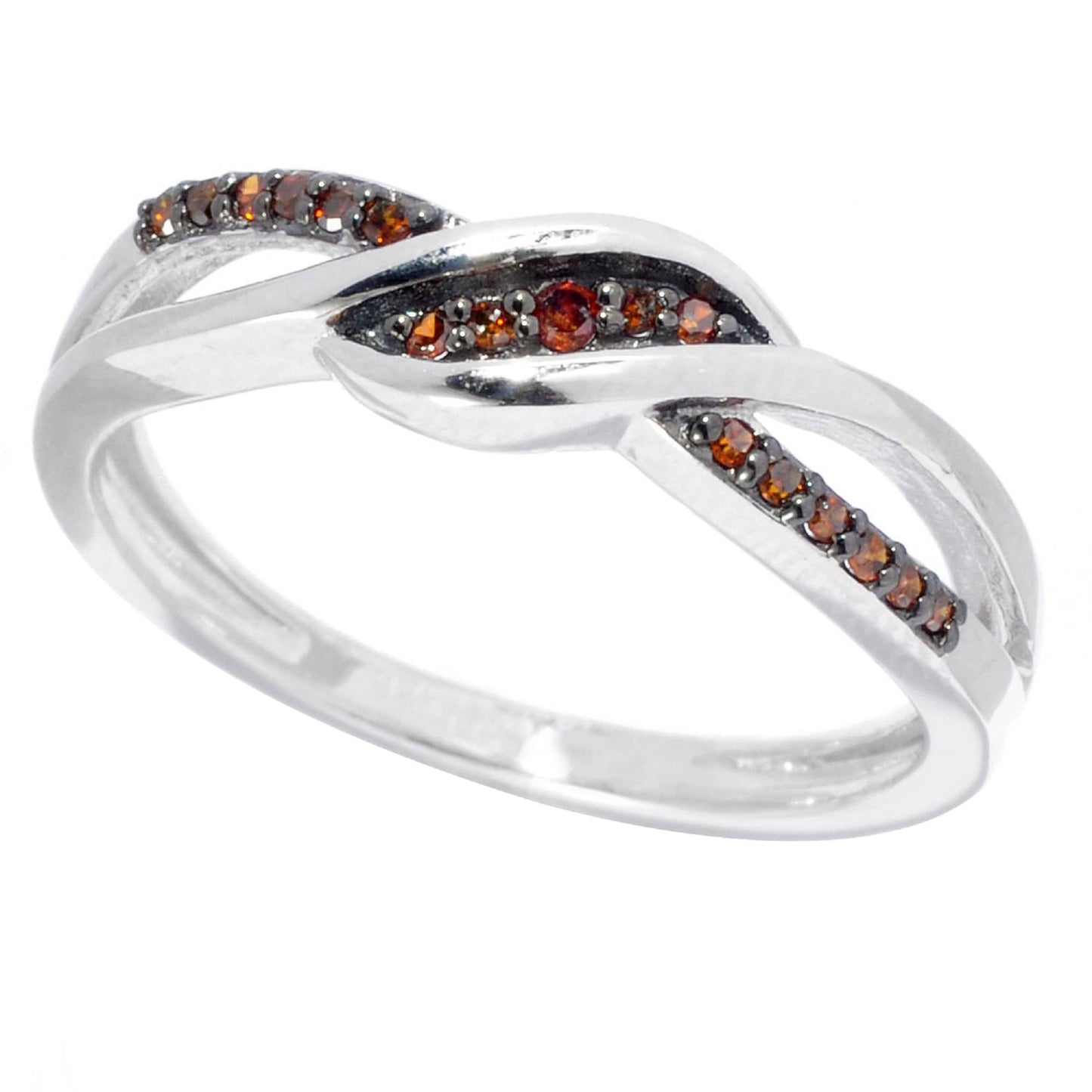 V3 Jewelry Sterling Silver Genuine Red Diamond Crossover Ring