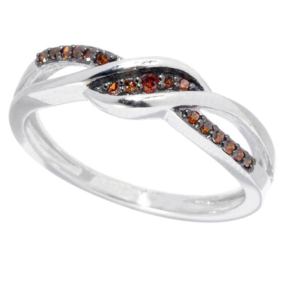 V3 Jewelry Sterling Silver Genuine Red Diamond Crossover Ring
