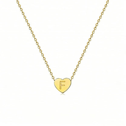 Dainty Initial Heart Necklace Personalized 26 Letters Available