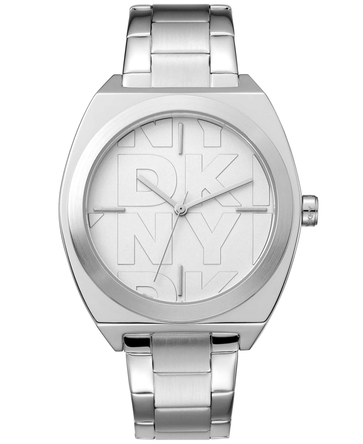 Dkny Women Watch, Silver Color Case, Silver Dial, Stainless Steel Metal Bracelet, 3 Hands, 5 Atm