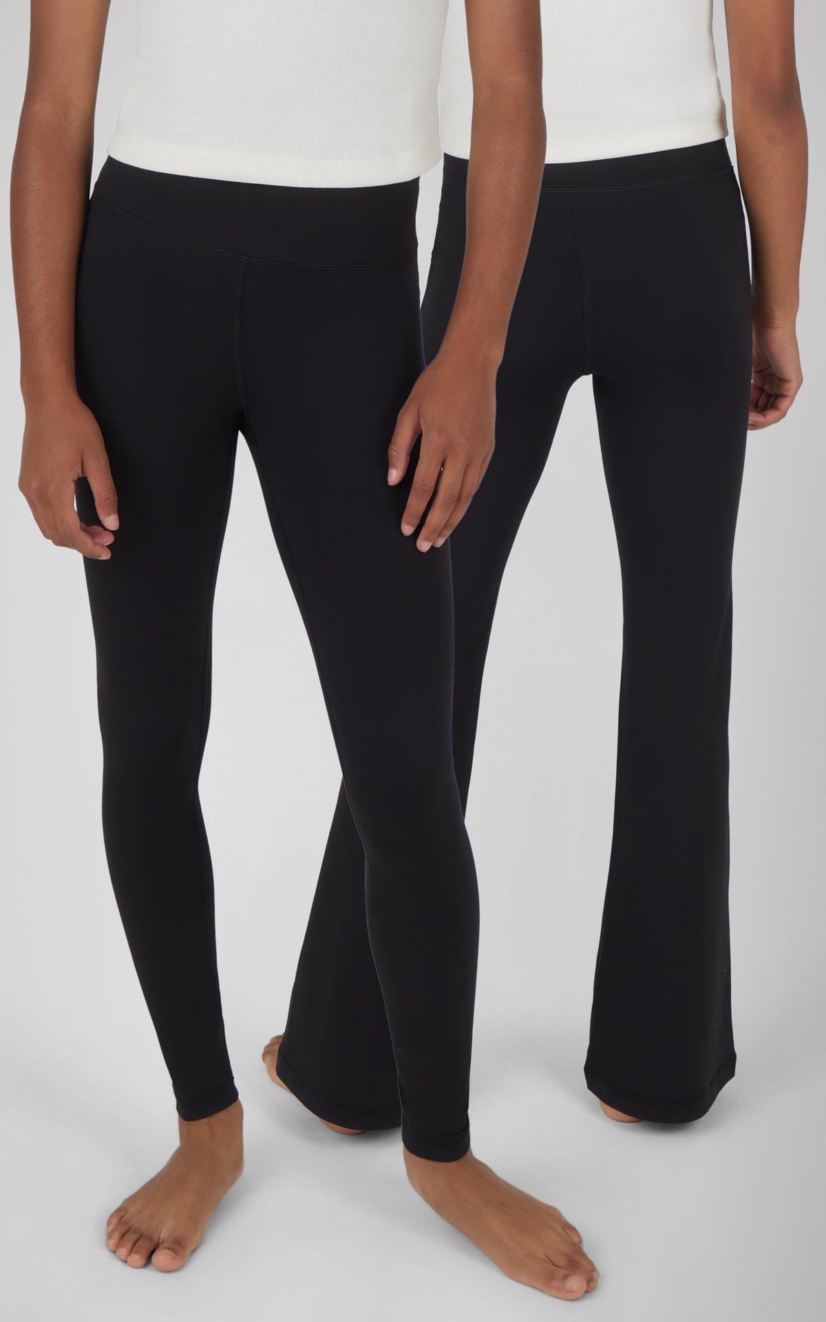 90 Degree by Reflex Girls 2 Pack Interlock Everyday Full Length Legging and Everyday Interlock High Waist Flared Pant
