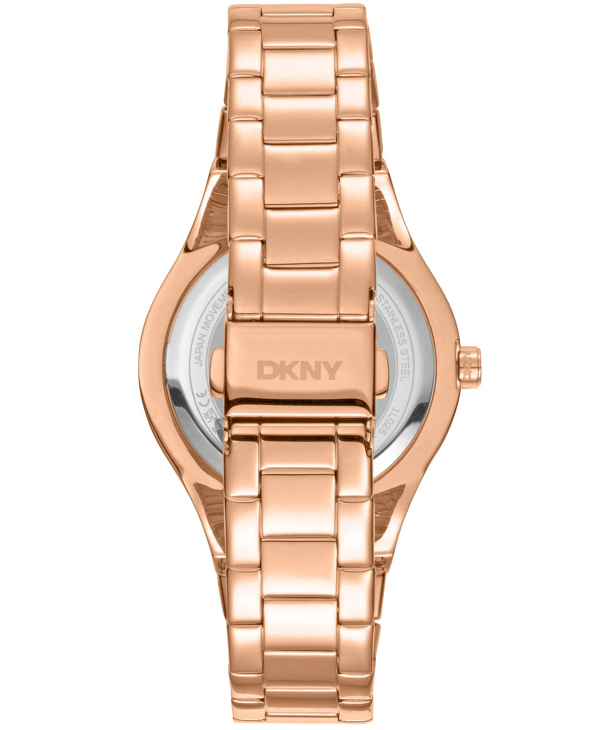 Dkny Women Watch, Rose Gold Color Case, Silver Dial, Rose Gold Color Metal Bracelet, 3 Hands, 5 Atm