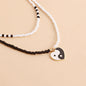 Black & White Howlite Yin Yang Pendant Layered Necklace