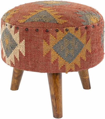Brick Red Wood Frame Ottoman Stool - Clearance
