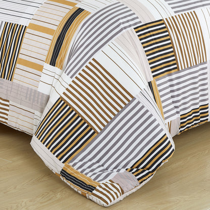 Elegant Comfort 8-Piece Lodge Plaid and Patch Reversible Comforter Set - Includes 4-Piece Sheet Set with Double Sided Storage Pockets