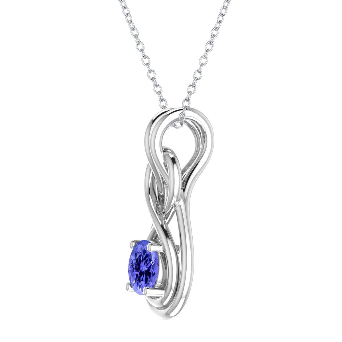 Sterling Silver with Natural Tanzanite Infinity Pendant