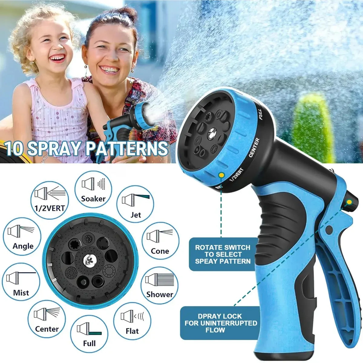 Anti-Kink Outdoor Garden Hose with Spray Gun