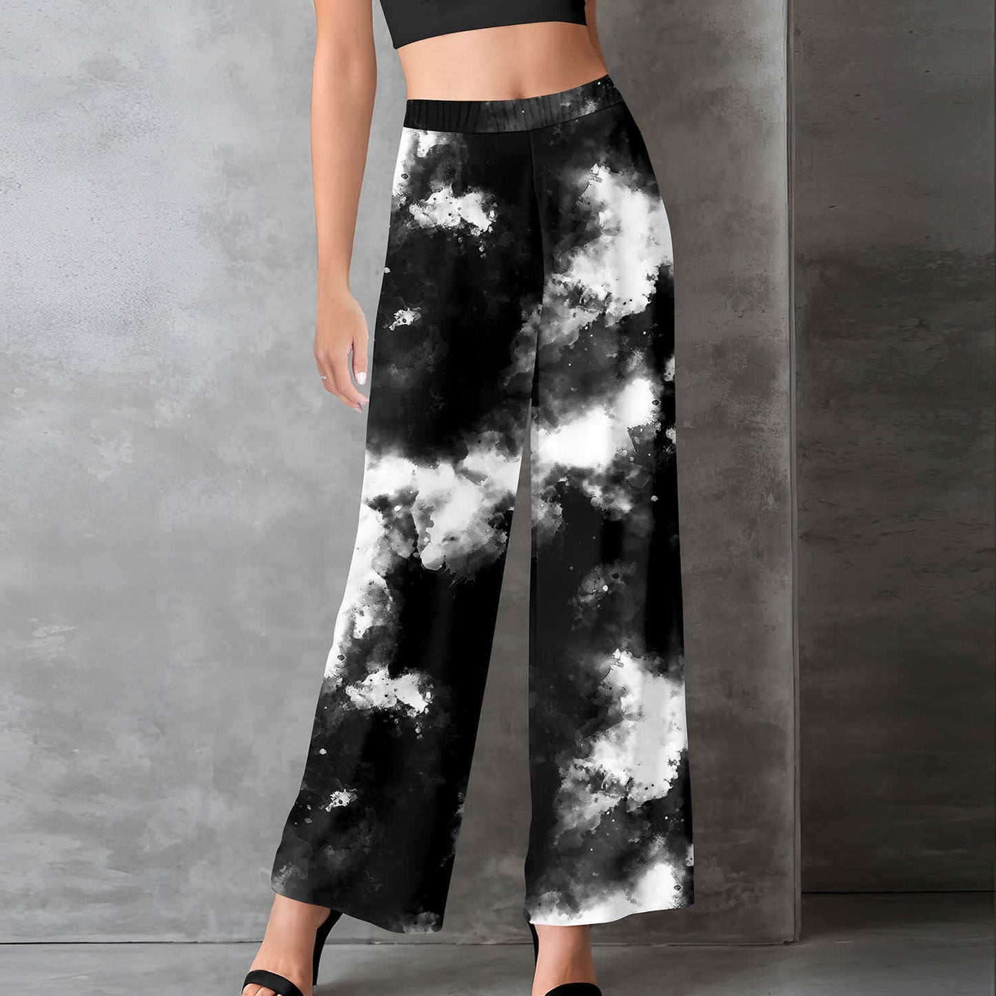 Relevate Designs Black And White Abstract Full-Length Pants
