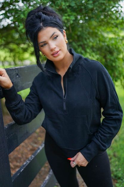 Threaded Pear Vivienne Zip Up Stand Collar Ribbed Thumbhole Sleeve Sweatshirt