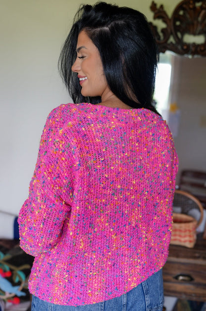 Threaded Pear Liana Spots Knitted V Neck Casual Sweater