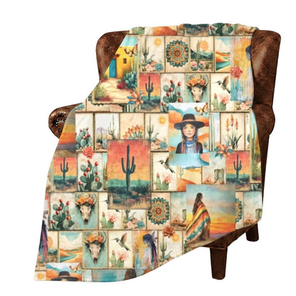 Baha Ranch Colores De Mexico Pictures of the Southwest 60" x 80" Throw Blanket Made In America