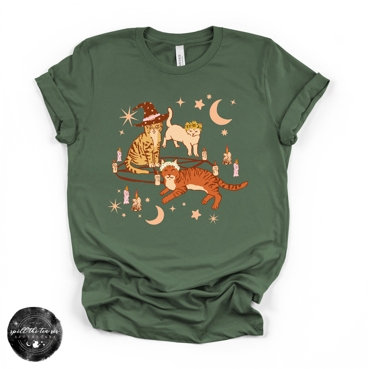 Cat Coven Cat Witch Tee | Witchy Cat Lover Graphic T-Shirt