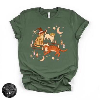 Cat Coven Cat Witch Tee | Witchy Cat Lover Graphic T-Shirt