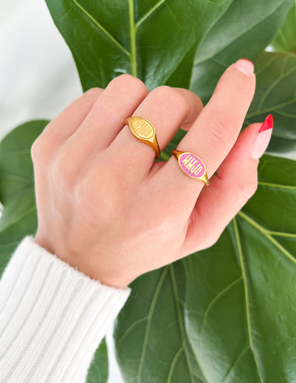 Elevated Faith Pink Enamel WWJD Ring