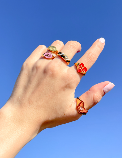 Elevated Faith Pink Enamel WWJD Ring