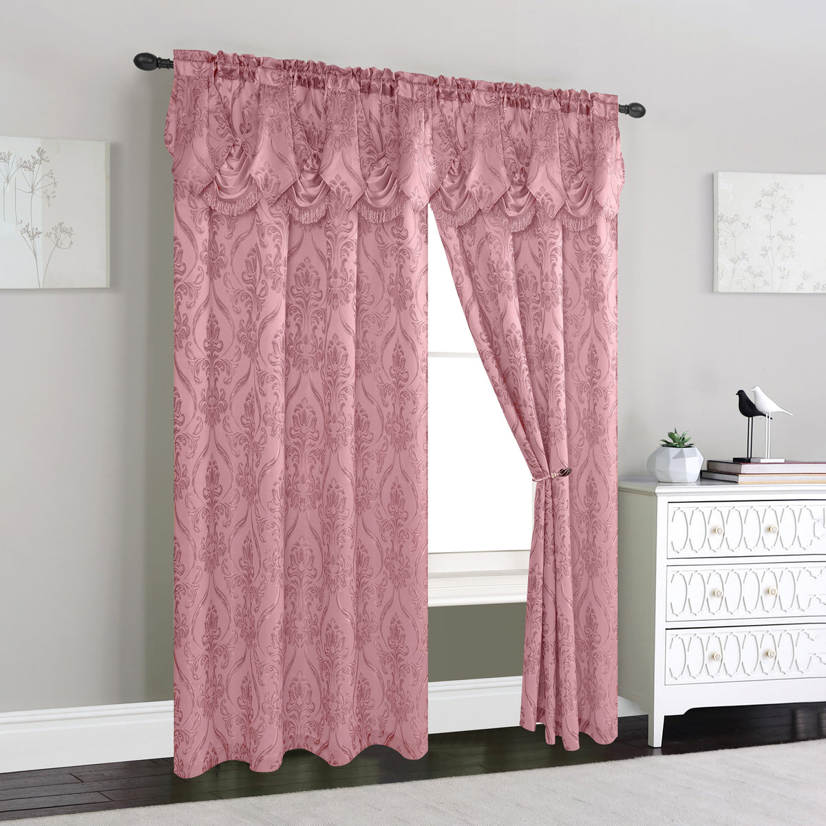 Elegant Comfort Set of 2 Penelope Jacquard Look Curtain Panels - 54" W x 84" L