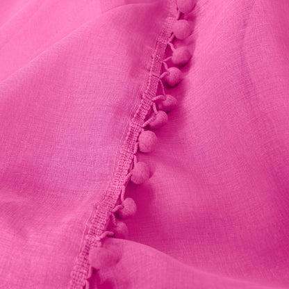 Elegant Comfort Set of 2 Pom Pom Tasseled Sheer Curtain - Rod Pocket