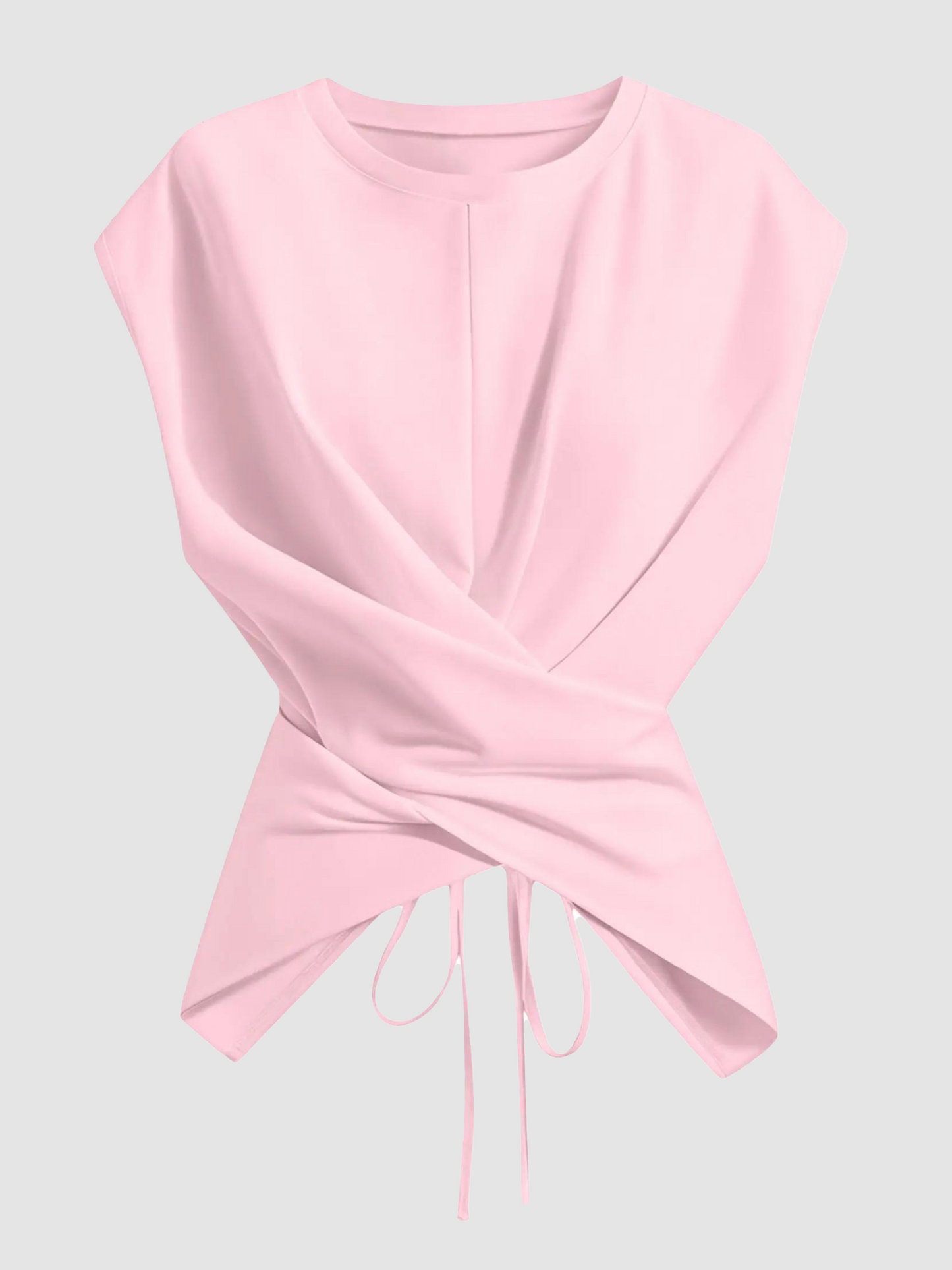 HOT SALE Women's Cap Sleeve Tie Back Cinched Waist Wrap Top