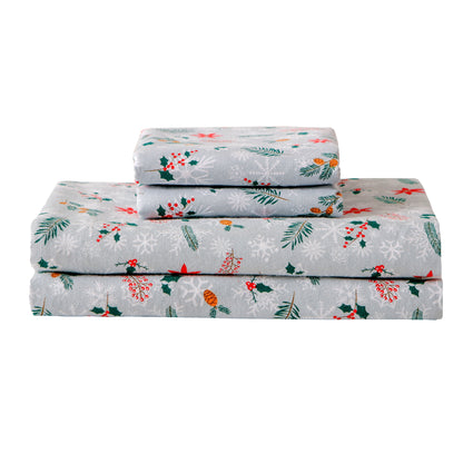 Elegant Comfort 4-Piece Holiday Cotton Flannel Sheet Set - 100% Turkish Cotton