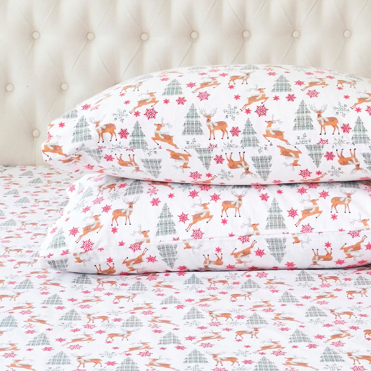 Elegant Comfort 4-Piece Holiday Cotton Flannel Sheet Set - 100% Turkish Cotton
