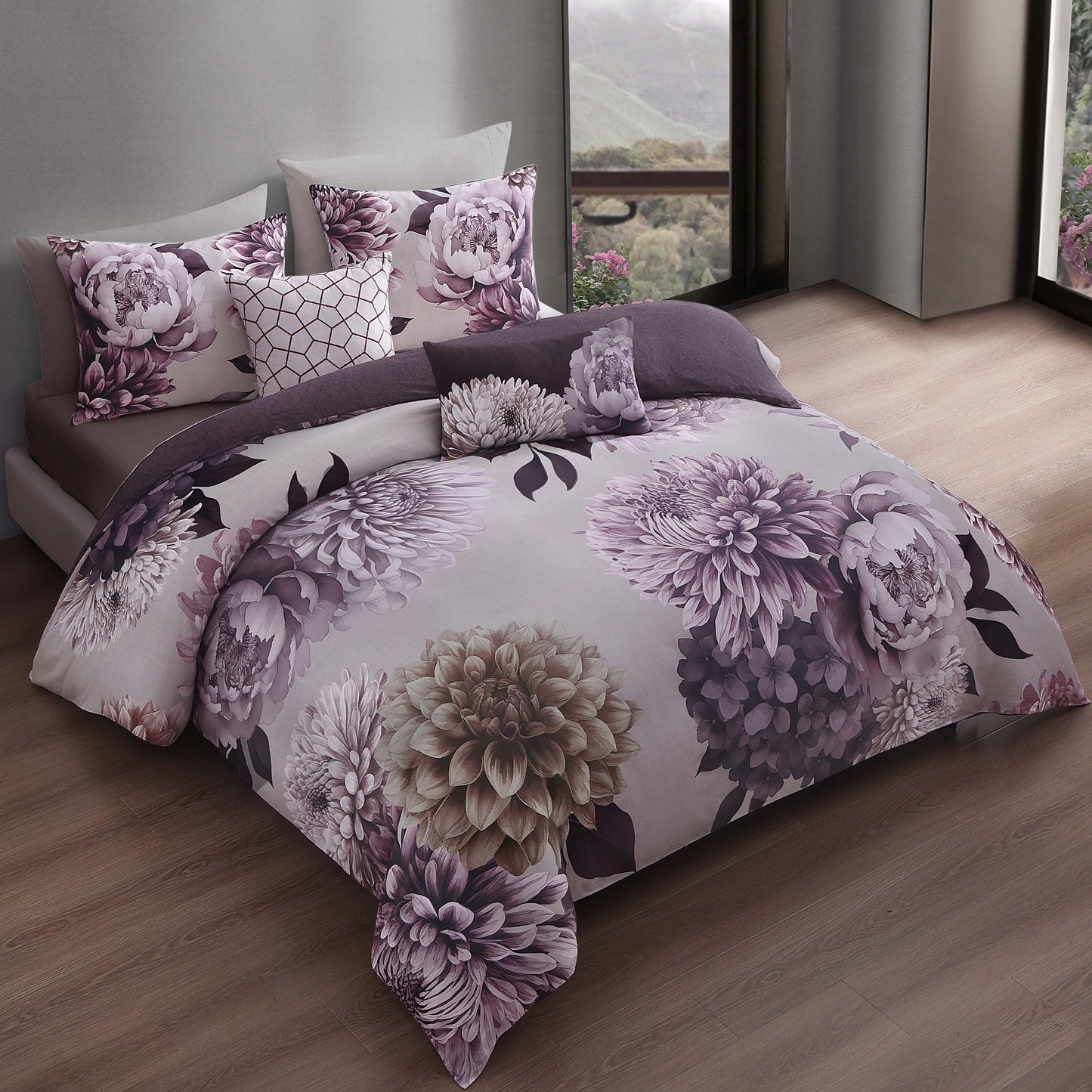Bebejan Plum Petal 5 Piece Reversible Comforter Set