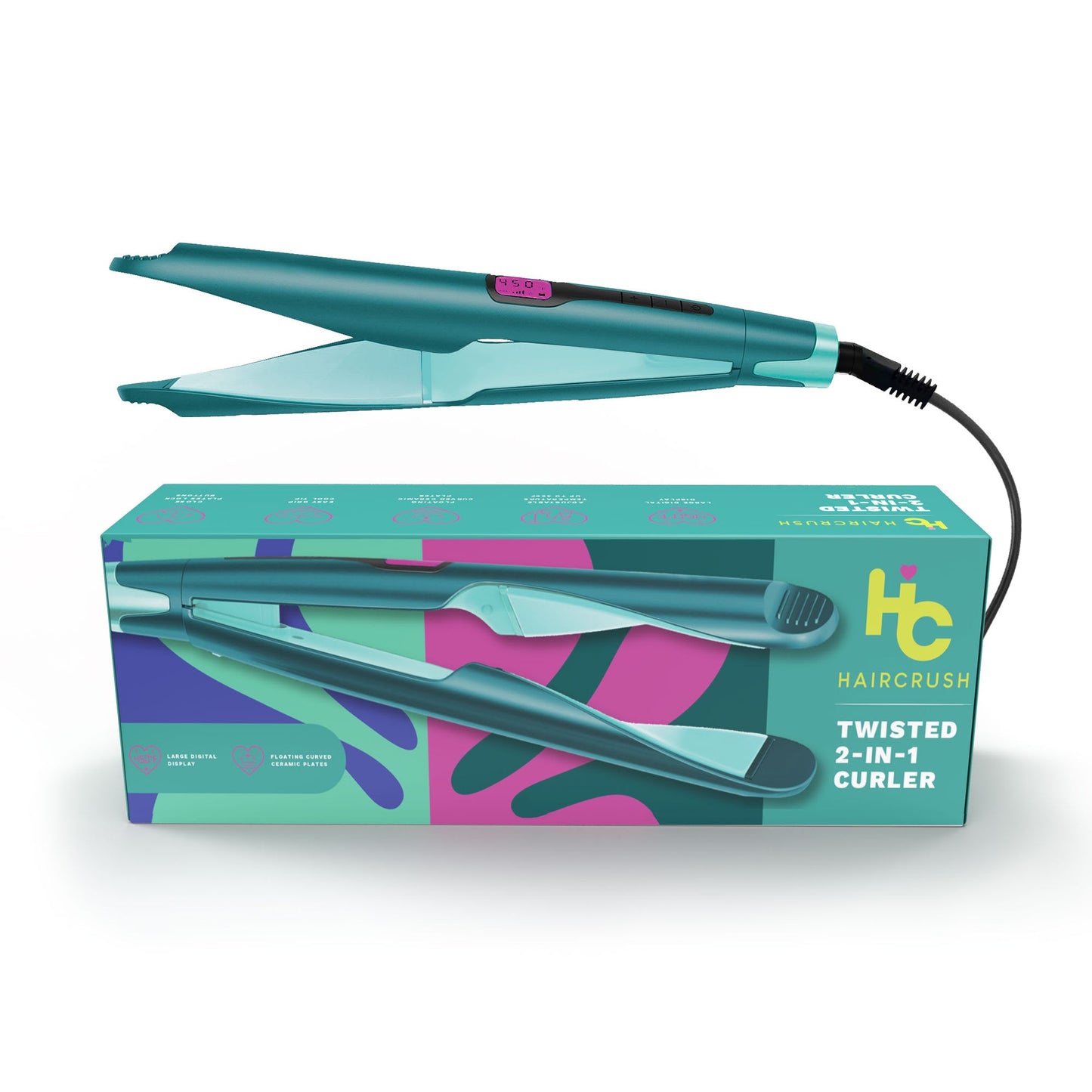 "2-in-1 Twist" Digital Curler & Straightener - Purple