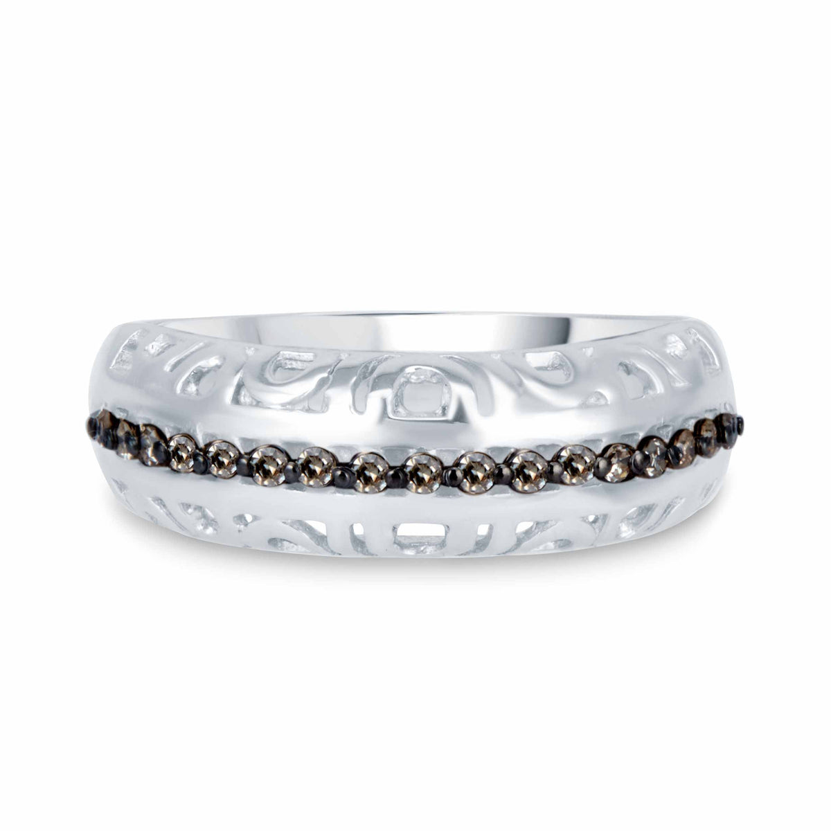 V3 Jewelry Sterling Silver Natural Champagne Diamond Band Ring