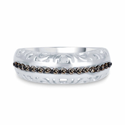 V3 Jewelry Sterling Silver Natural Champagne Diamond Band Ring