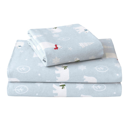 Elegant Comfort 4-Piece Holiday Cotton Flannel Sheet Set - 100% Turkish Cotton