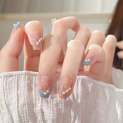 24-Piece Press On Nails Set – Fake Crystal Nails with Glue