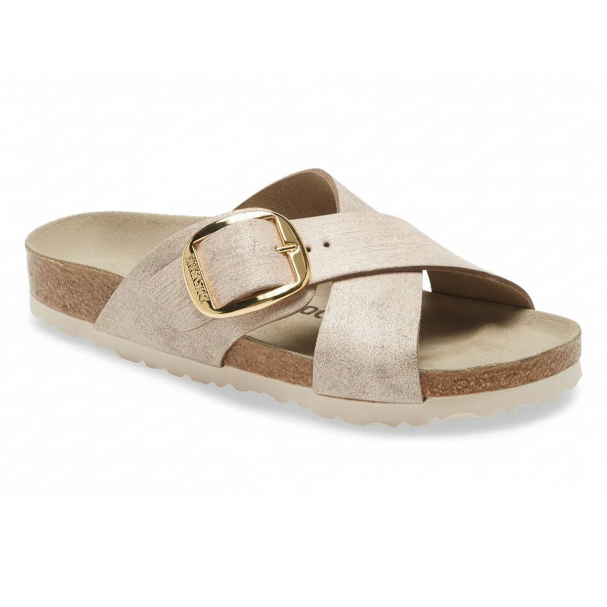 Birkenstock Siena Big Buckle Suede Leather Washed Metallic Rose Gold