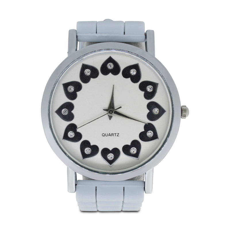 Jessica Carlyle Light Blue Rubber Strap Silver Watch & Bracelet With Initial Charms Set 1891 (Blemished Box)