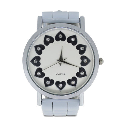 Jessica Carlyle Light Blue Rubber Strap Silver Watch & Bracelet With Initial Charms Set 1891 (Blemished Box)