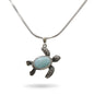 Larimar Stone Sterling Silver Turtle Necklace By Marahlago