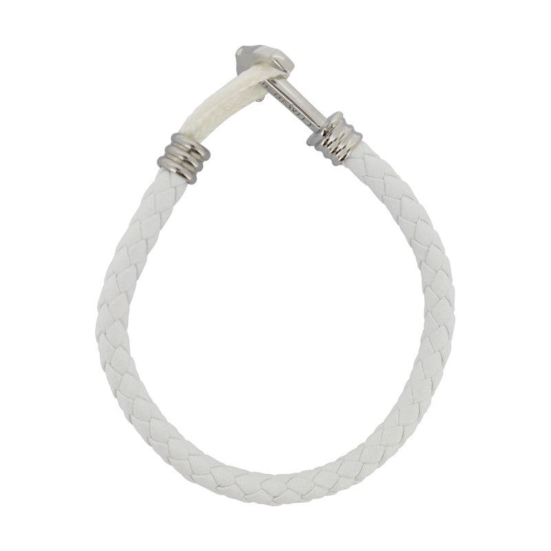 White Leather Anchor Bracelet For Men PHREP Lite By Paul Hewitt Size Large