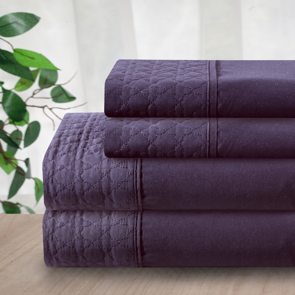 Elegant Comfort Quilted 4-Piece Sheet Set, Premium Hotel Quality