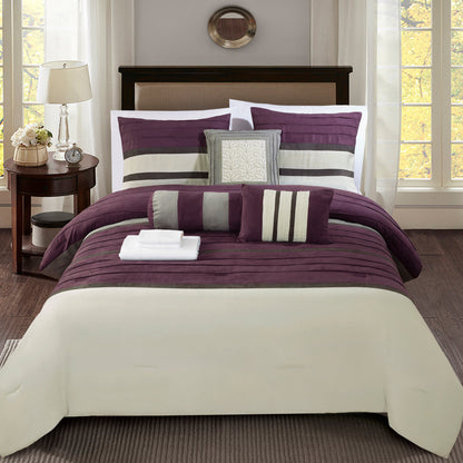 Elegant Comfort 12-Piece Cirena Micro suede Comforter Set, Includes 6-Piece Sheet Set with Double Sided Storage Pockets